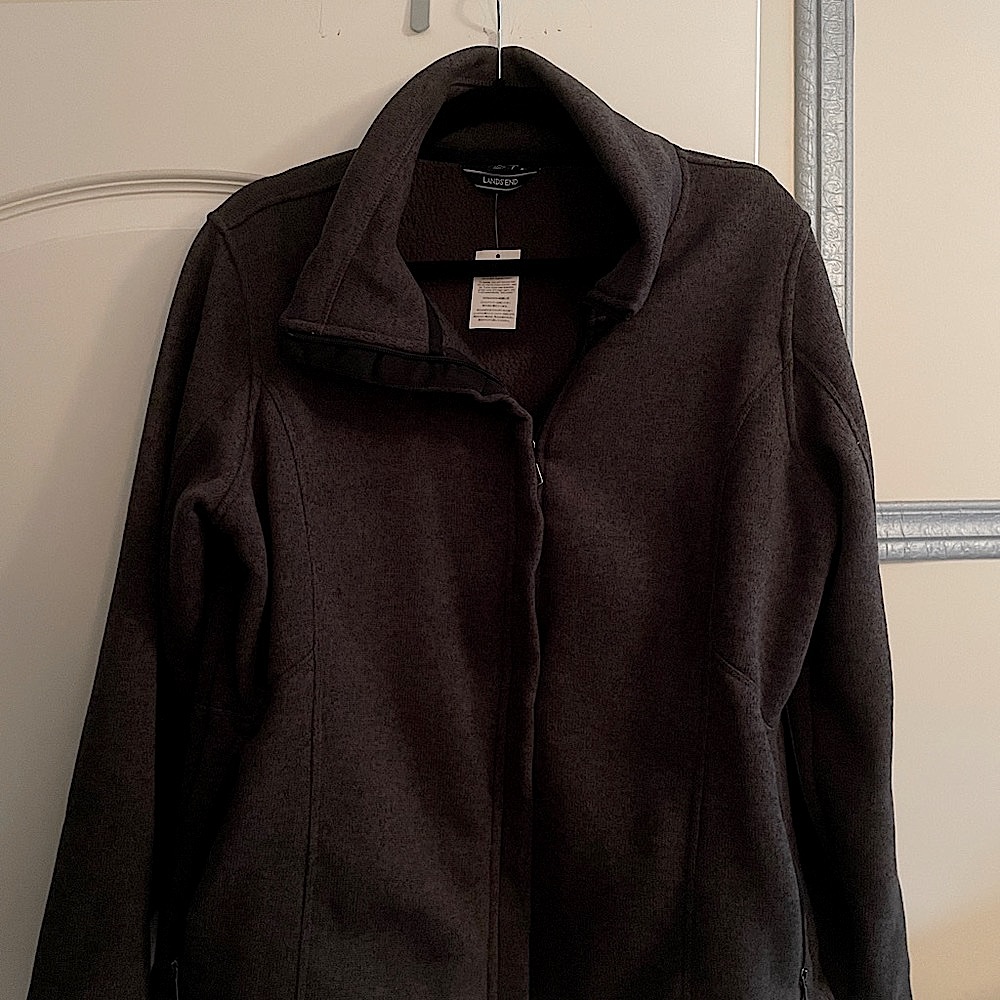 NWT Lands End Fleece Large Dark Gray/Grey